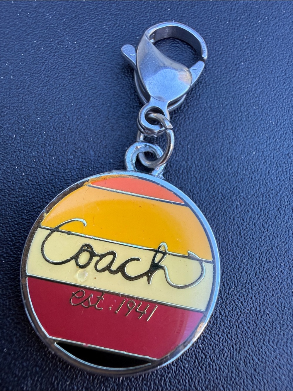 Coach Multicolor Enamel Round Charm in Red, Yellow, Cream, Orange